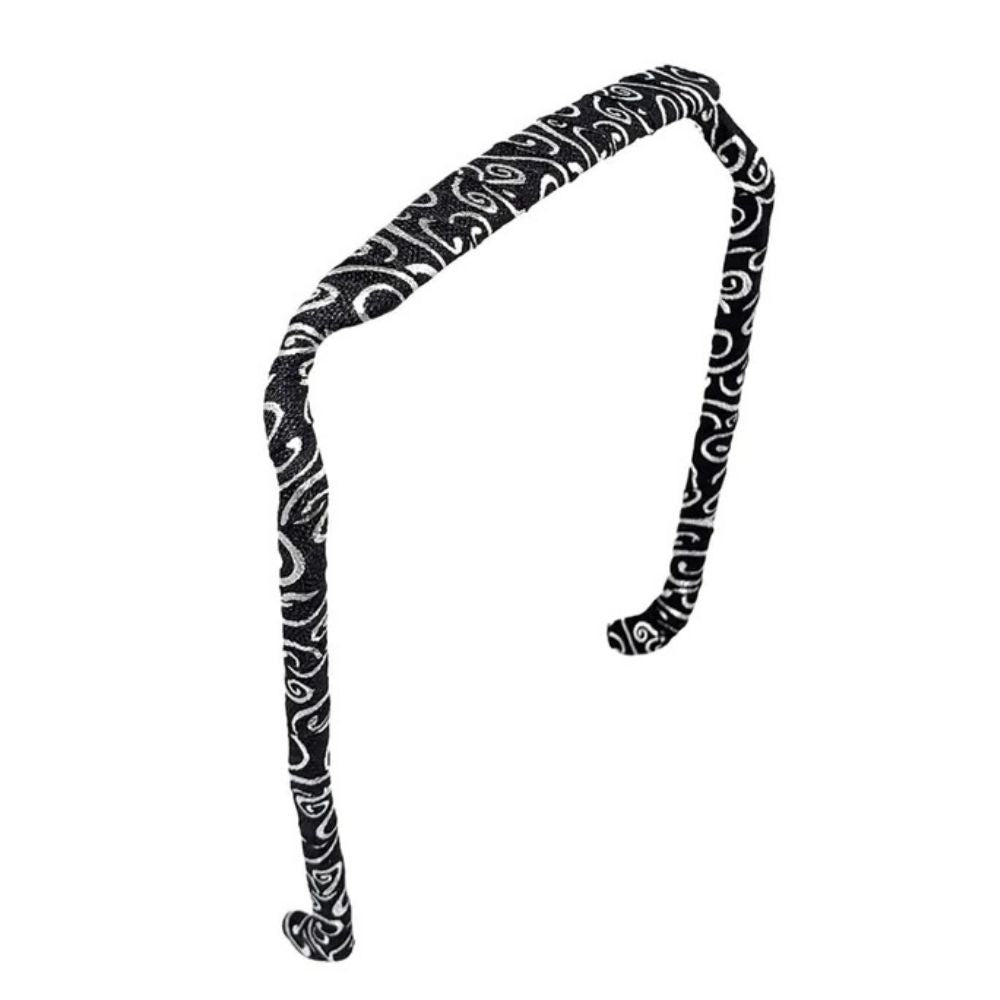 Swirls of Silver on Black Headband Zazzy Bandz