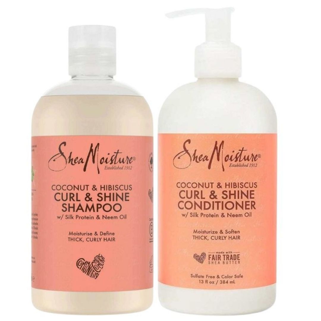 Shea Moisture Coconut &amp; Hibiscus Curl &amp; Shine pack de Champu y Acondicionador