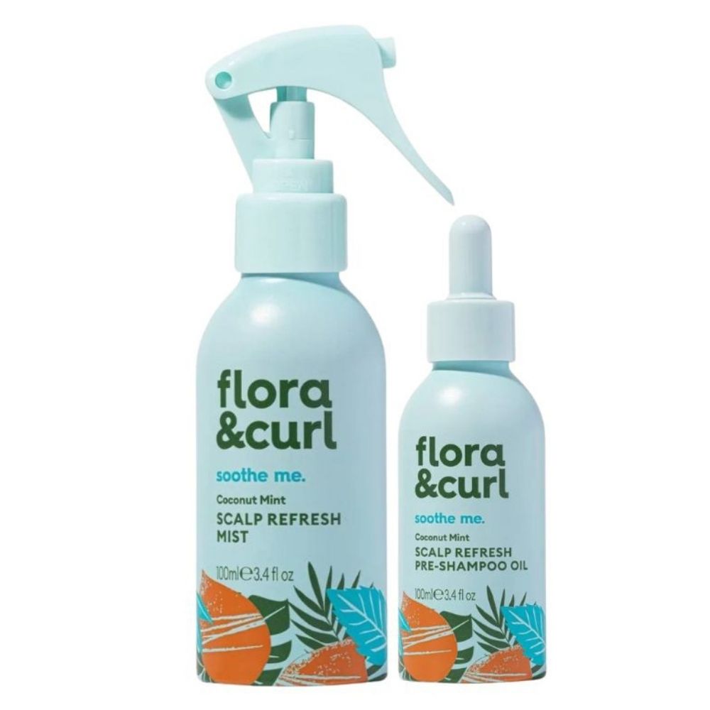 Flora &amp; Curl Coconut Mint Scalp Refresh Pre &amp; Post Shower Treatment Duo