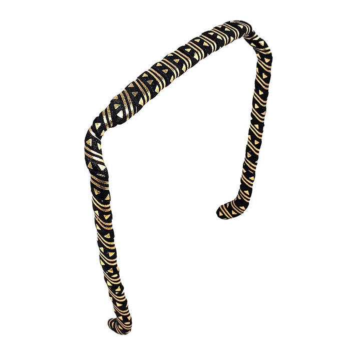 Black and Gold Aztec Headband Zazzy Bandz_1.jpeg