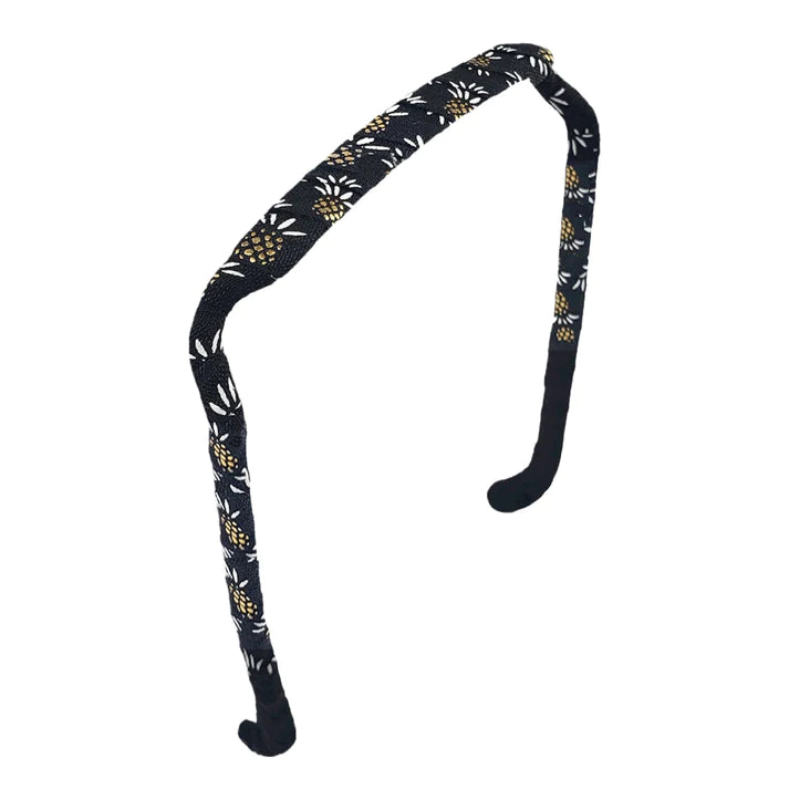 Gold Pineapples on Black Headband  Zazzy Bandz_1.jpeg