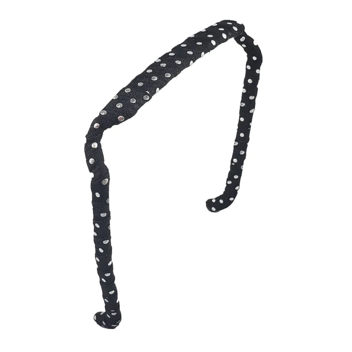 Silver Polka Dots on Black Headband  Zazzy Bandz_1.jpeg