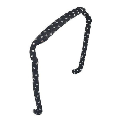 Silver Polka Dots on Black Headband  Zazzy Bandz_1.jpeg