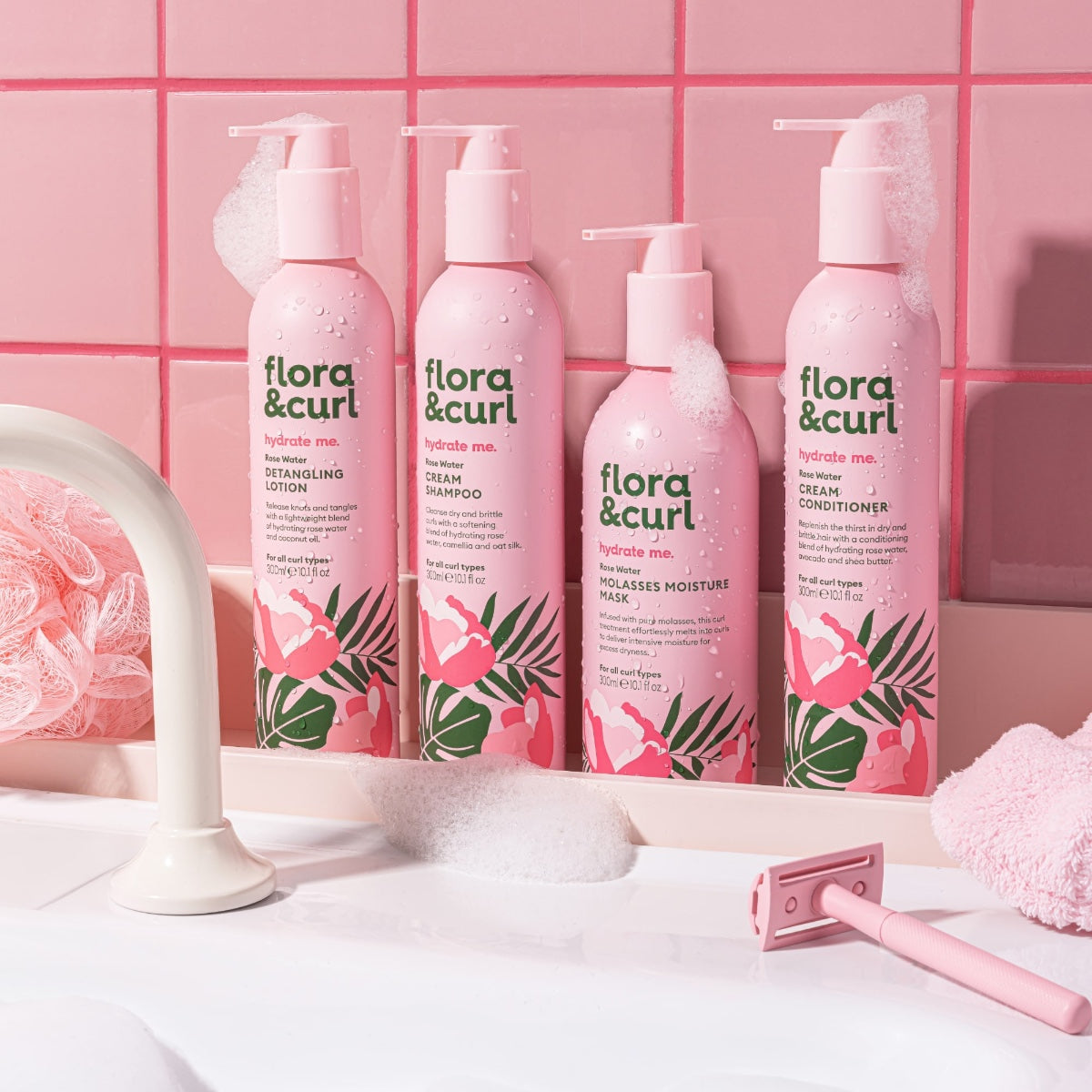 Flora &amp; Curl Hydrate Me Rose Water Cream Conditioner 300ml